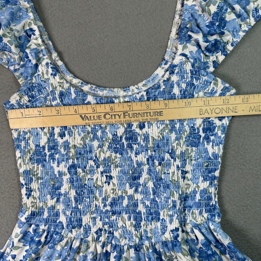 Hollister Cottagecore Floral Mini Dress Smocked Tiered Ruffle Cap Sleeve Medium - Picture 4 of 14